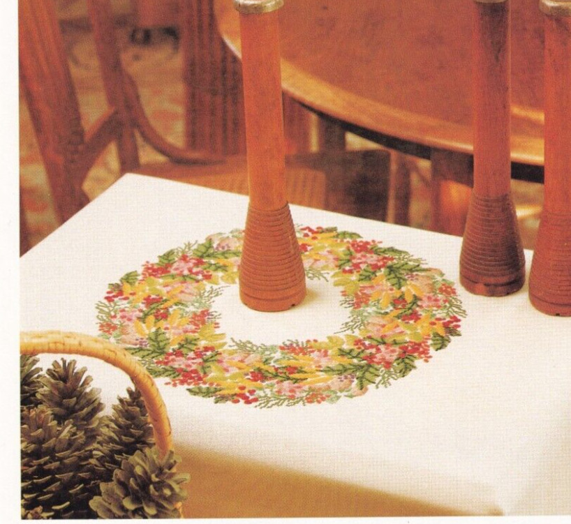 Cross Stitch Pattern WREATH FOR ALL OCCASIONS Design for Tablecloth