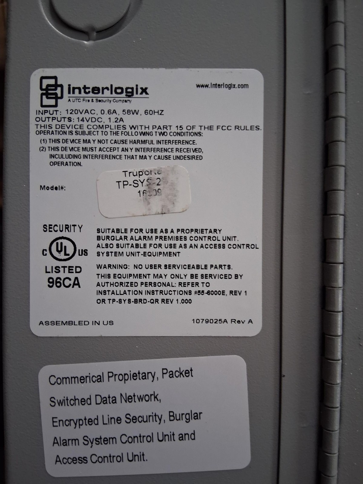 TruPortal TP-SYS-2D Gray Access Control Base System Interlogix