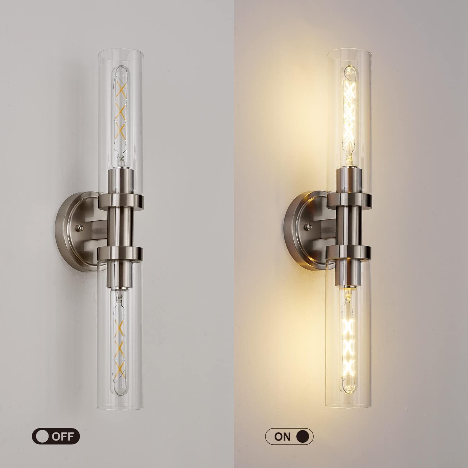 Brushed Nickel Hardwired (1 Pack), (Hardwired) & Clear Glass