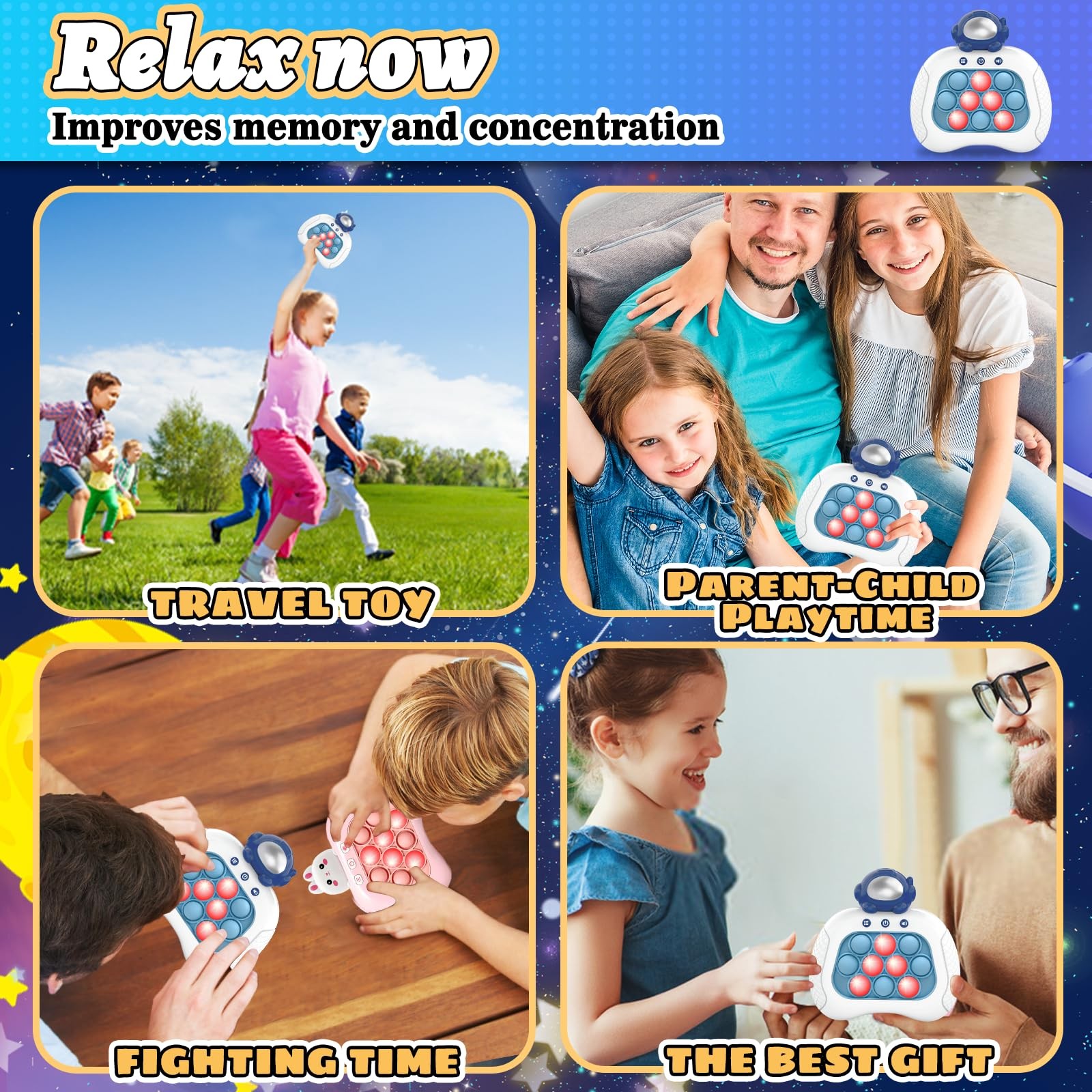 weirtoya Fast Push Game, Pop Bubble Fidget Toy Quick Push Light Up Popping Game