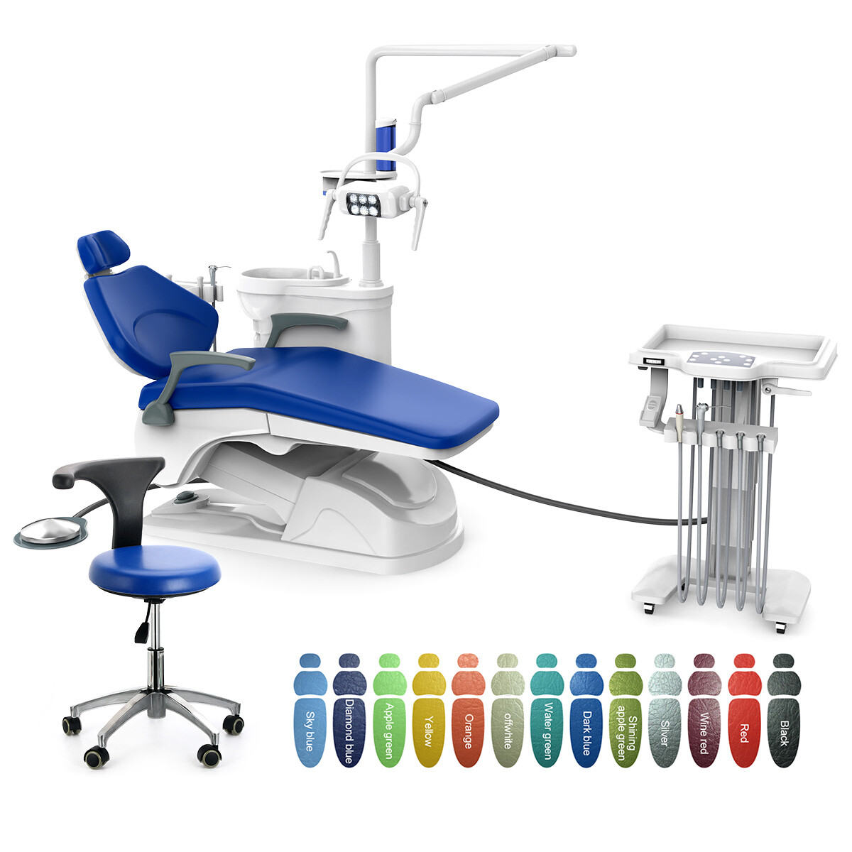 Dental Unit Chair PU Leather Computer Controlled/Delivery Unit &4H Compressor