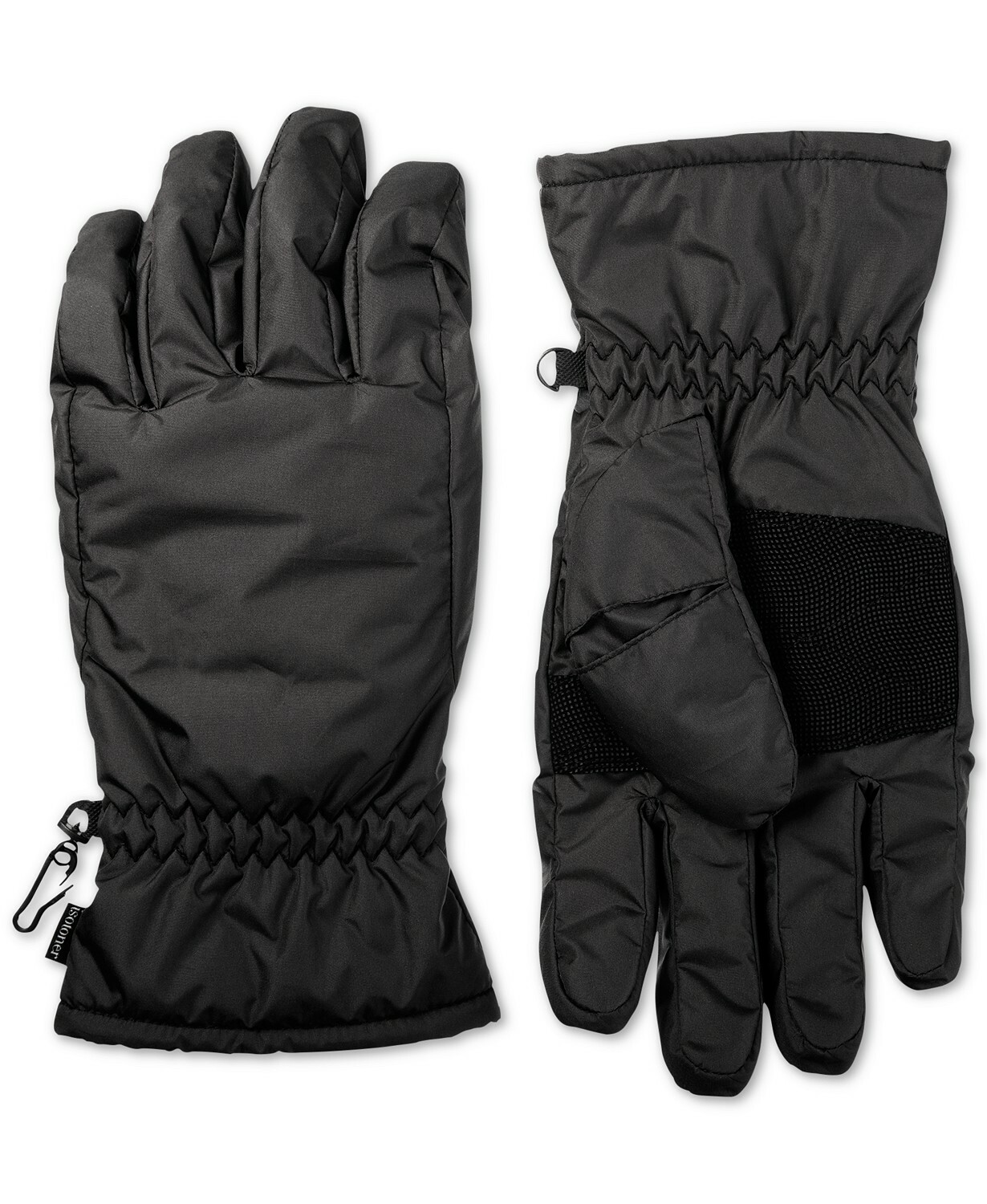 Isotoner Signature Men Black Insulated Fleece Thermal Winter Ski Gloves Touch