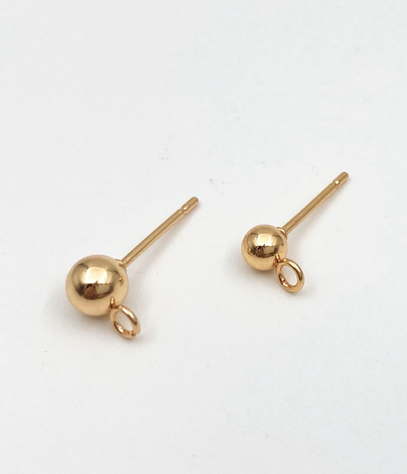 Gold Filled 3mm or 5mm Round Ball Dangle Post Earrings 3 pair (6 pcs)