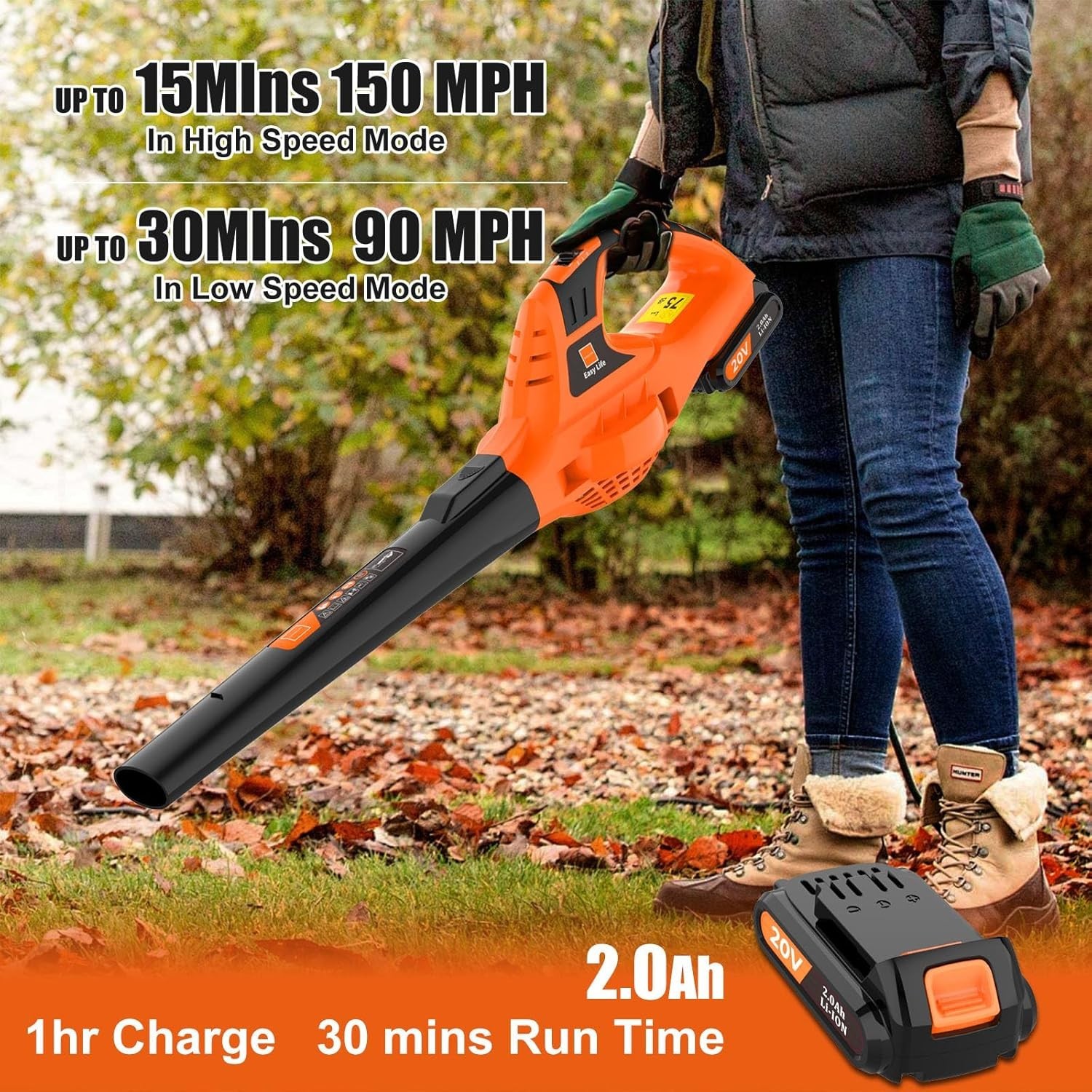 Handheld 21V Leaf Blower with Rechargeable Battery - Portable & Powerful Cleanup