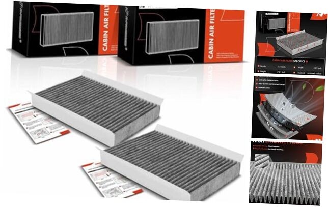 2-PC Cabin Air Filter with Activated Carbon Compatible with Jeep, Dodge &