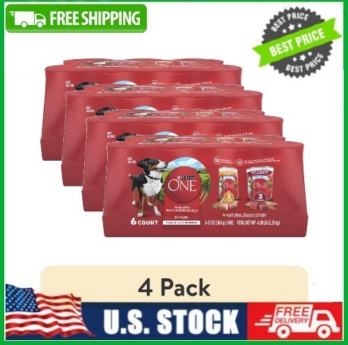4 Pack x 6 Cans Purina ONE Tender Cuts in Gravy Wet Dog Food Variety Pack