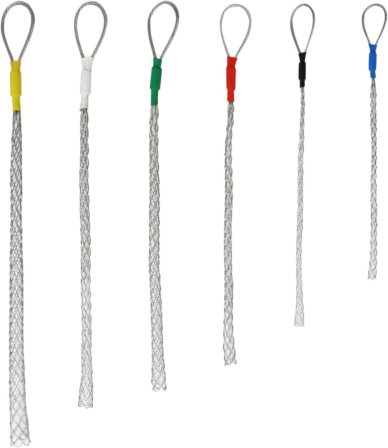 6pc Cable Puller Set - Wire Mesh Pulling Socks & Electric Cable Grips