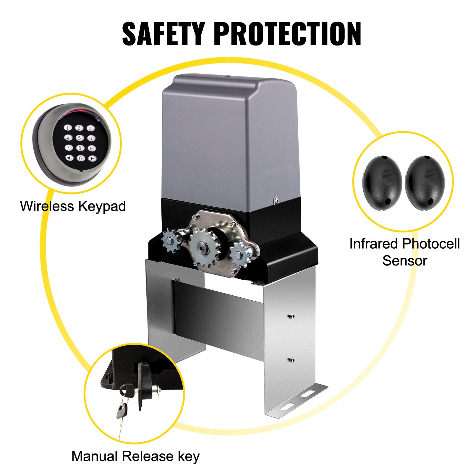 Sliding Gate Opener Automatic Sliding Gate 3300LBS 4 Remote & APP Control