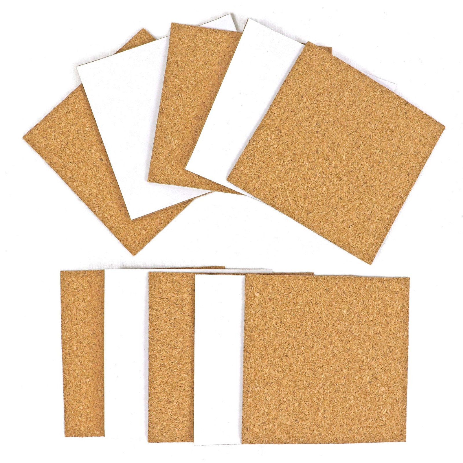 Cork Squares Self-Adhesive Backing Sheets 25 Pack 4 x 4 Inches for Coasters