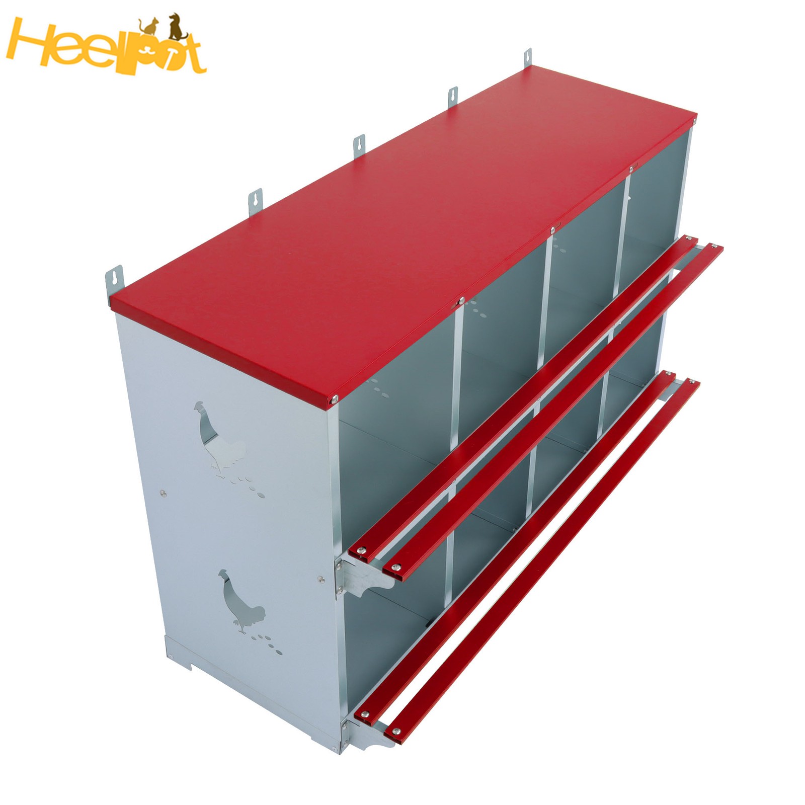 8 Compartments Chickens Egg Laying Box Red High Quality Materials Nesting Box
