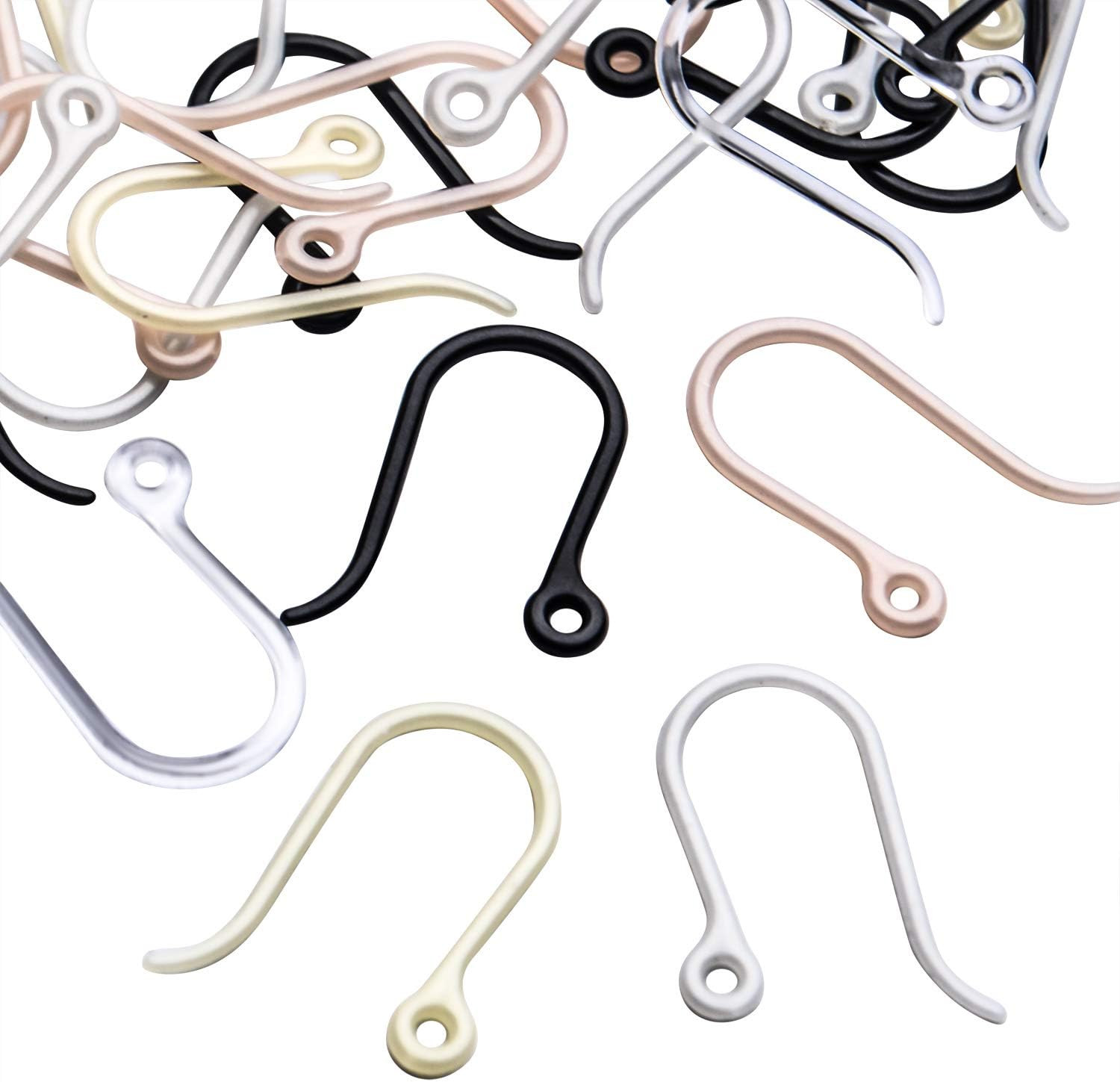 Plastic Earring Hooks, 50Pcs Non-Allergenic Plastic Earring Hooks Safety Ear