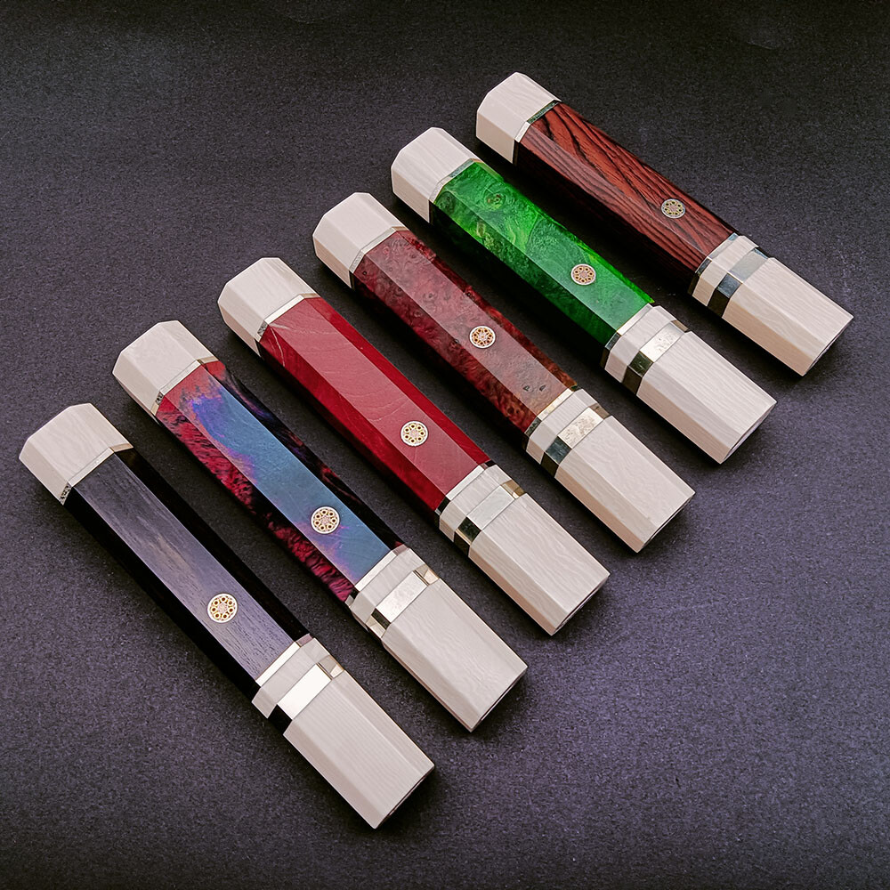 New Japanese Style Octagonal Wooden Resin Handle Material DIY Making chef Knife