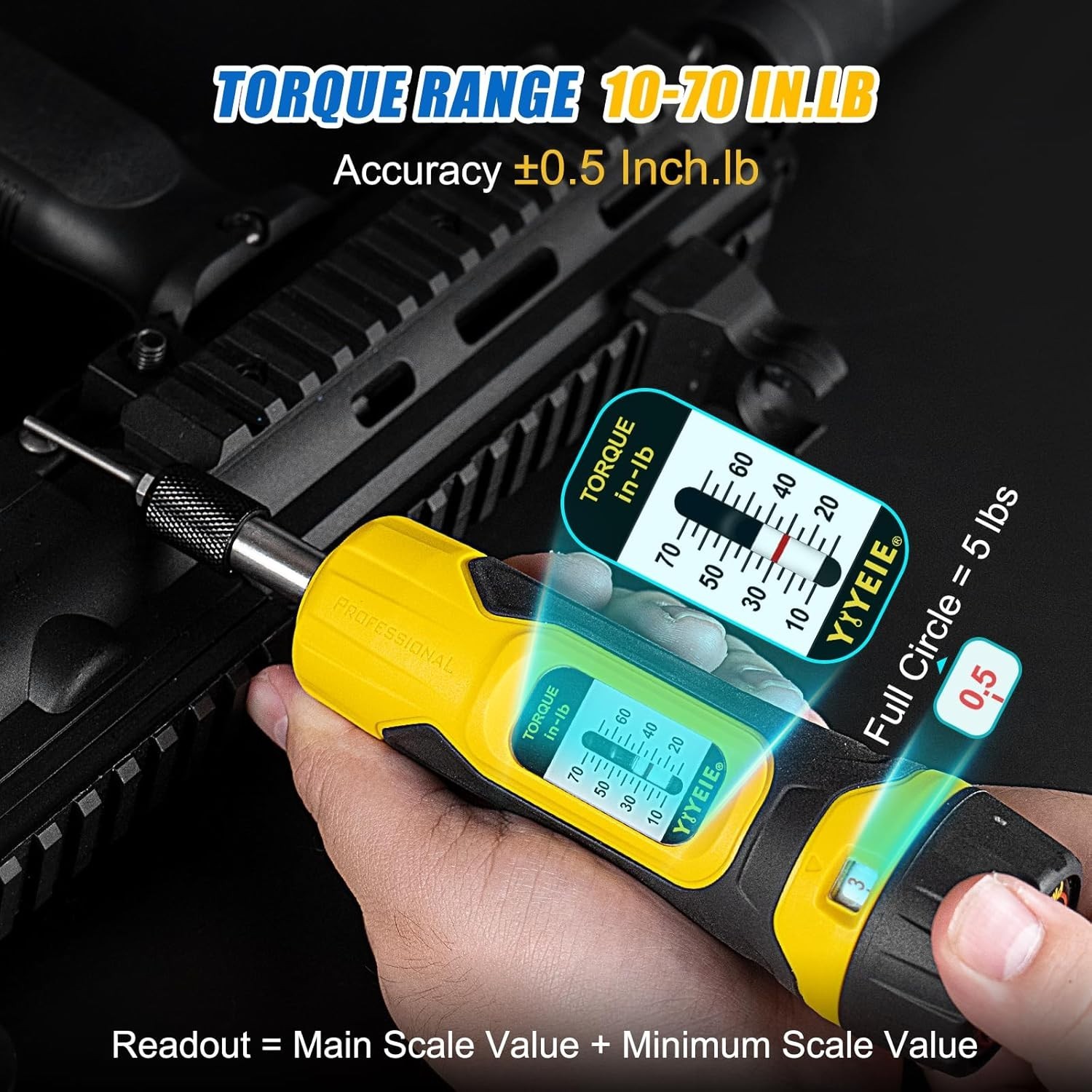 Manual Firearms Torque Wrench Inch/Pound with Bits Case for Scope Mounting Gunsm