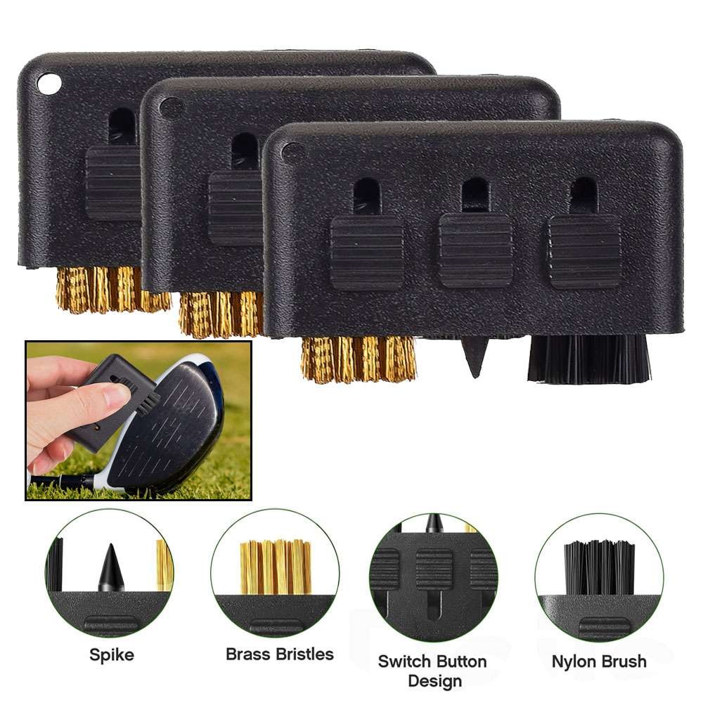 3PCS 3 in 1 Golf Club Cleaning Brush Club Groove Cleaner Tool Brush Cleaner