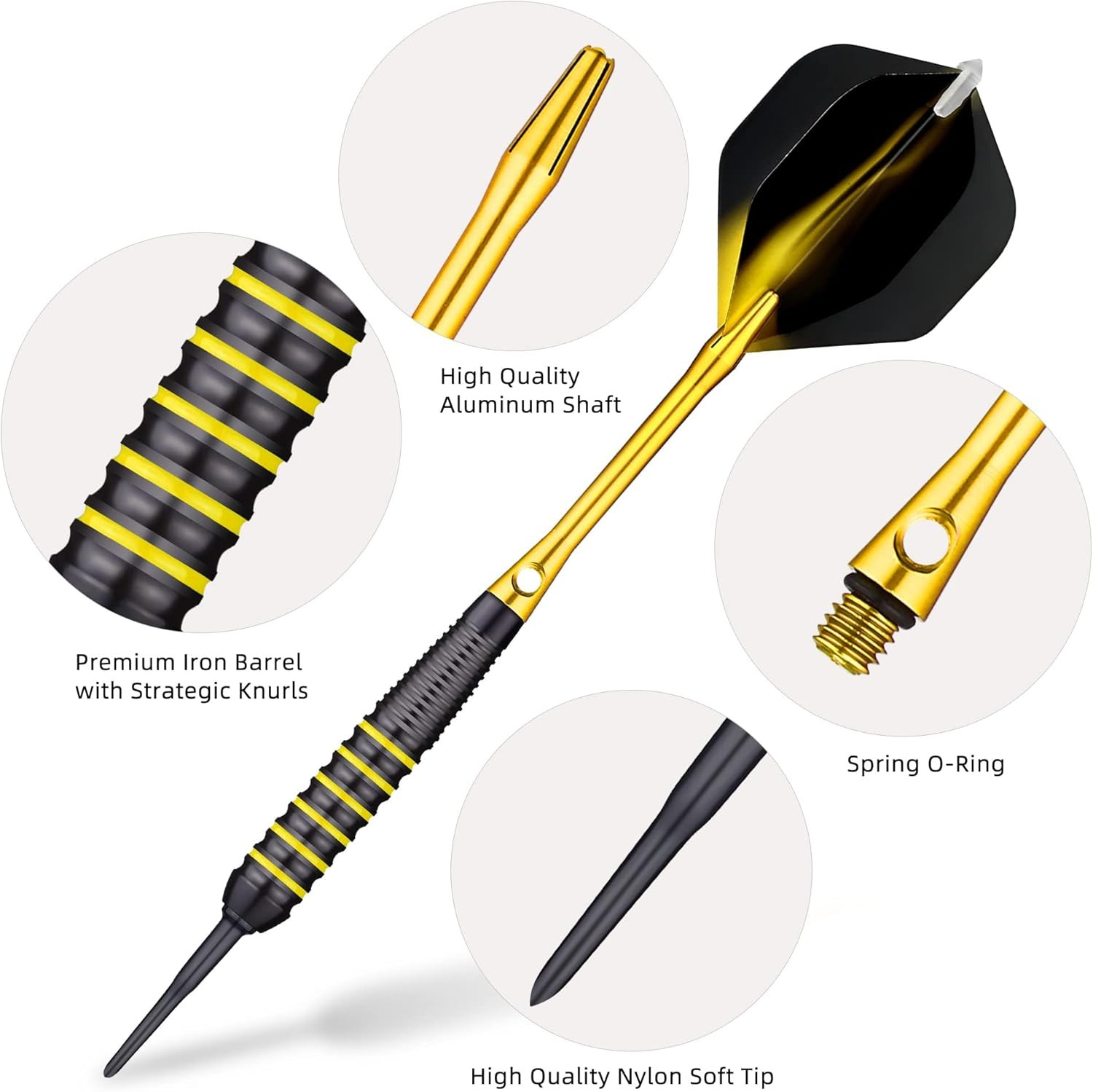 12 Pack Soft Tip Darts, Professional 18 Gram Plastic Tip Dart Sets with 4 Colors