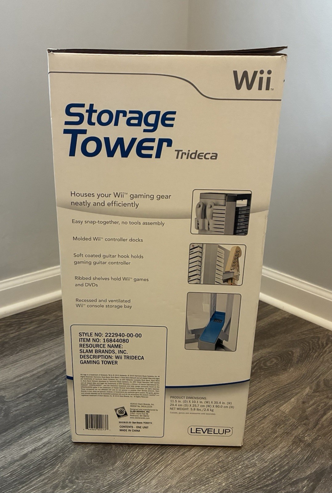LEVELUP Storage Tower Trideca for Nintendo Wii Organizer Ventilated White/Blue