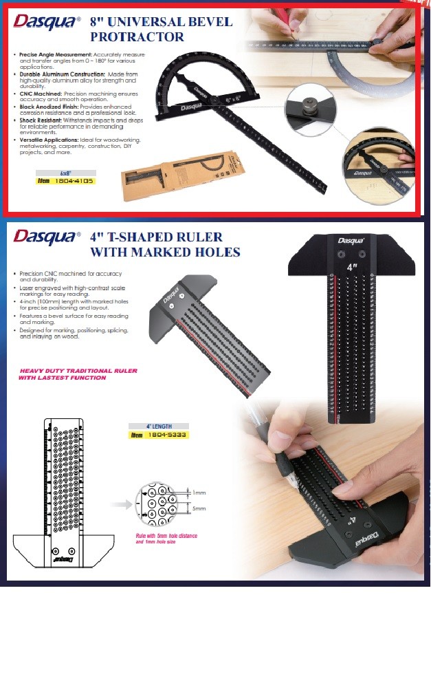 DASQUA 6 X 8" UNIVERSAL BEVEL PROTRACTOR (1804-4105)
