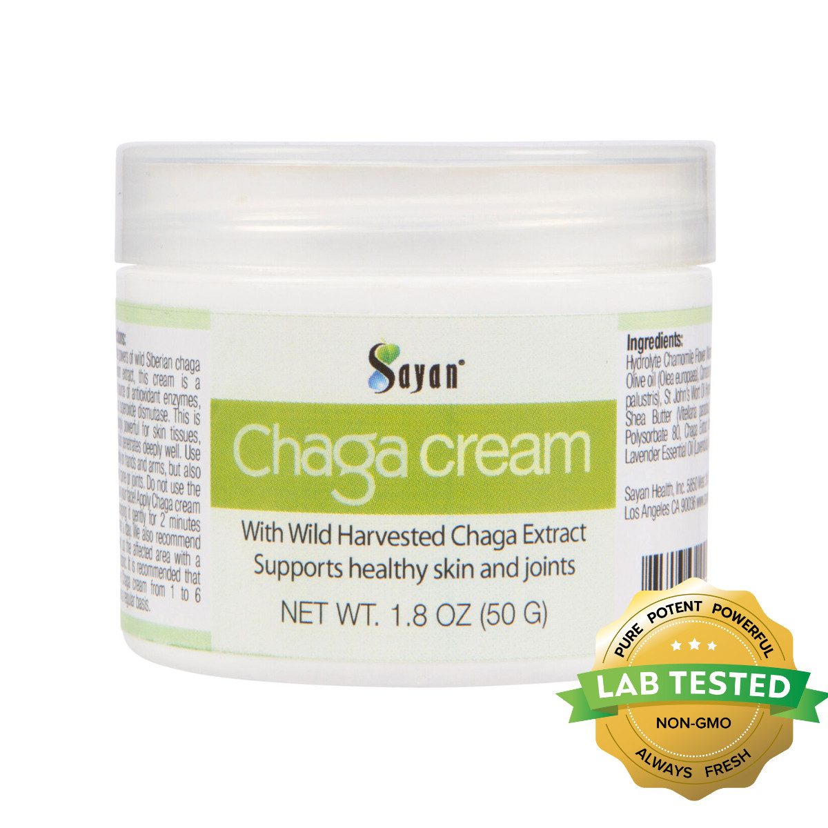Chaga Mushroom Skin Moisturizer Cream Siberian Chaga Wild Harvested 1.8 oz