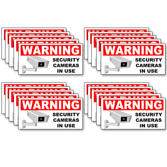 SECURITY CAMERA IN USE Warning Decals Labels Stickers 8" (20.3cm)  Multi-packs