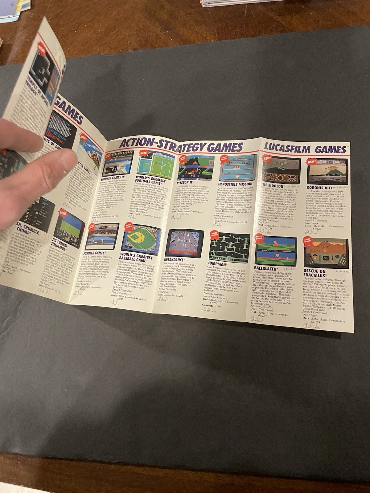 Epyx Consumer catalog Winter 1985 Commodore Atari Insert