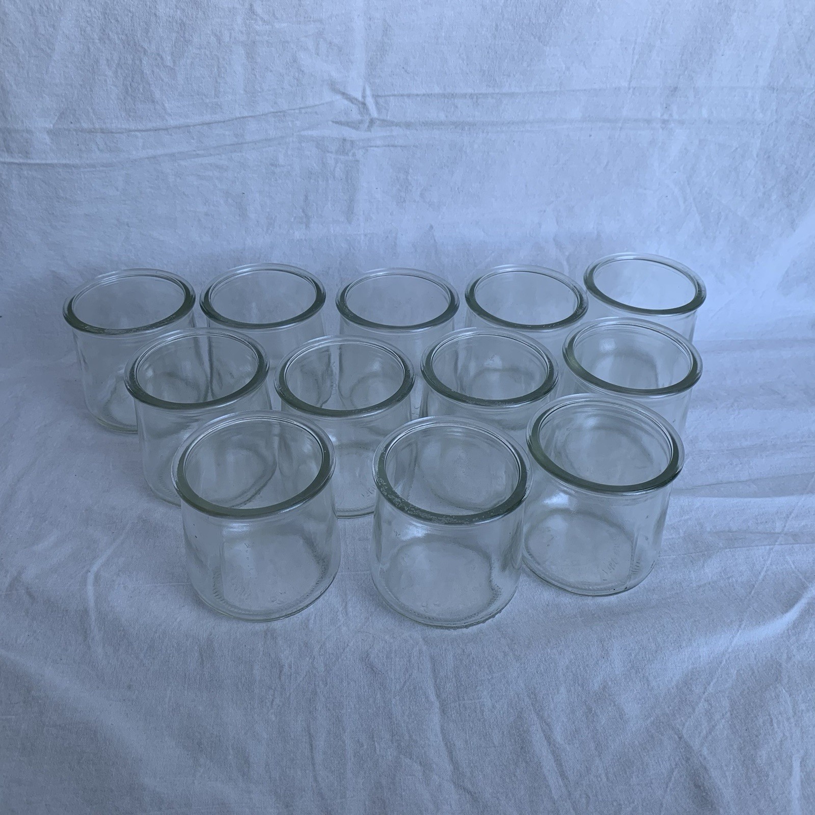 12 Empty Oui Glass Yogurt Jars for Storage Crafting Candles Art Projects