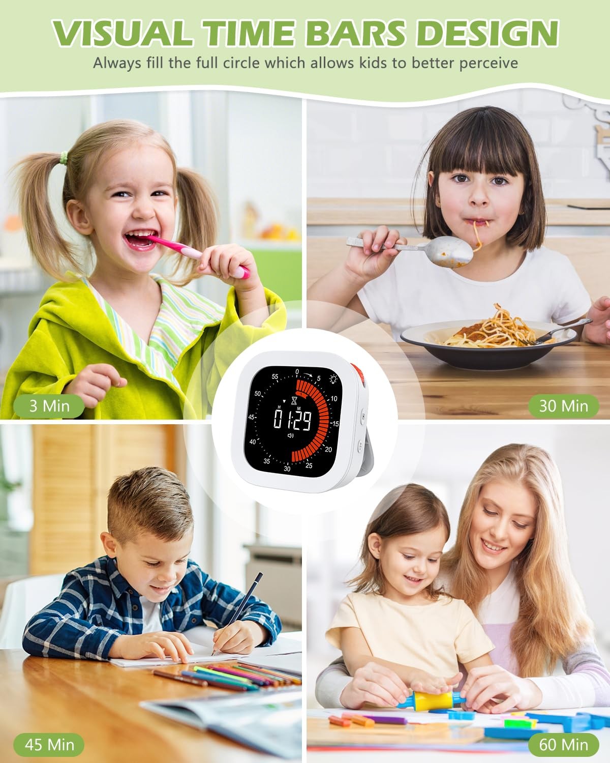 Digital Visual Timer, Rechargeable Countdown Timer with Adjustable Volume & B...