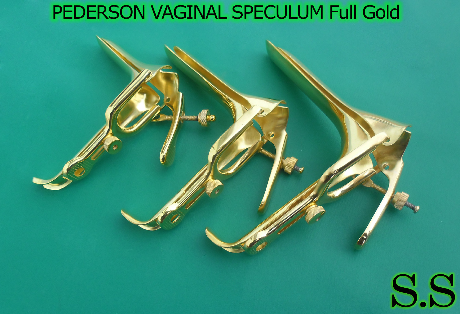 03 Pcs Pederson Vaginal Speculum Full Gold S,M,L OB/Gynecology Instruments