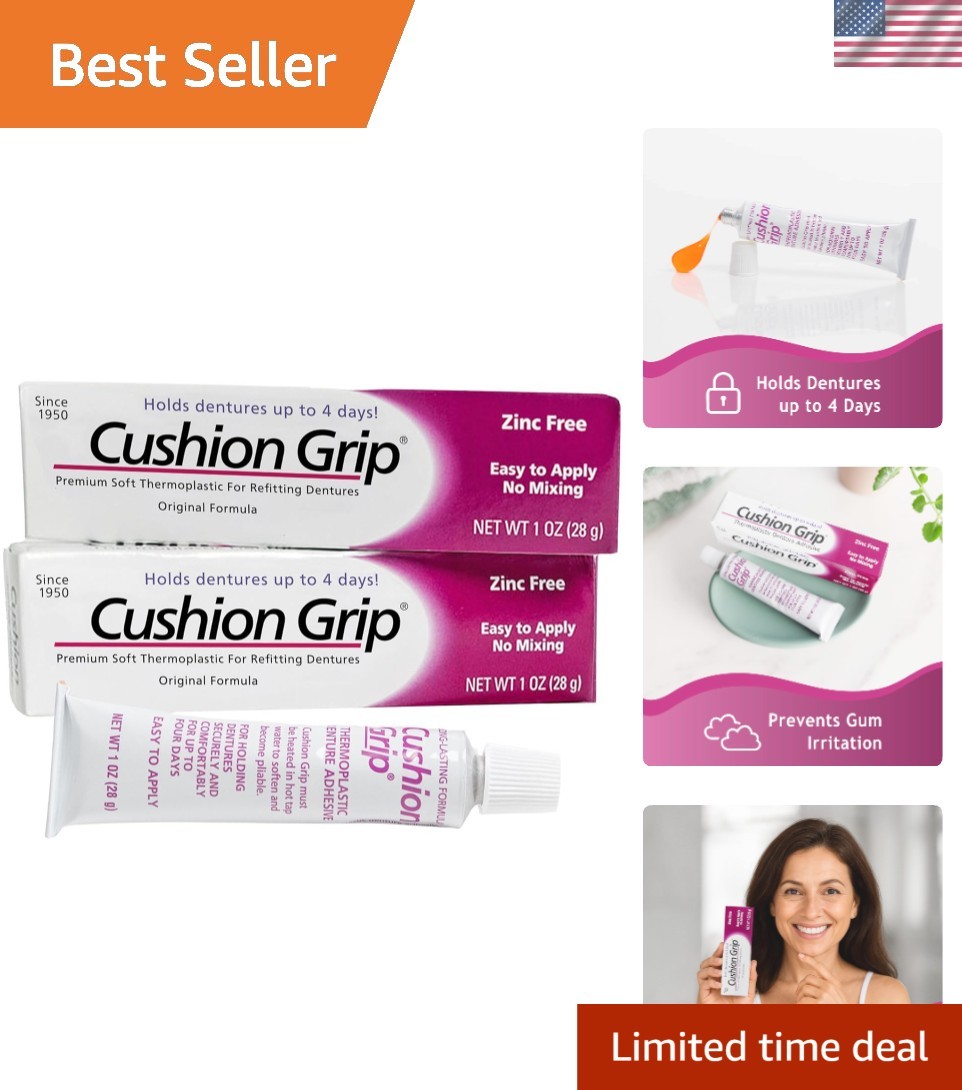 Extra Strong Denture Adhesive Pack - 1oz Tube, Cushioning Comfort & Stability