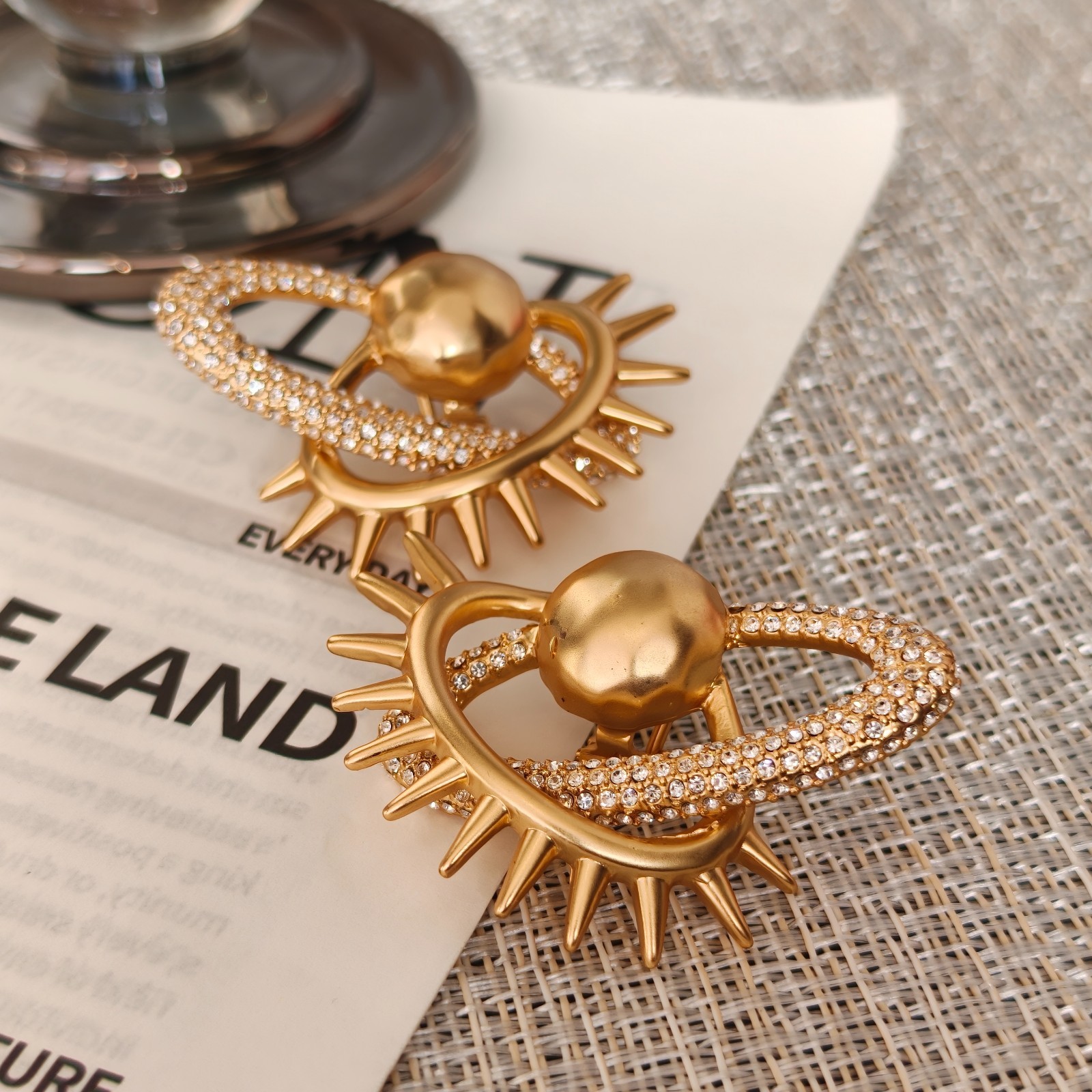 Schiaparelli Planet Eye Rivet Golden Earrings Jewelry