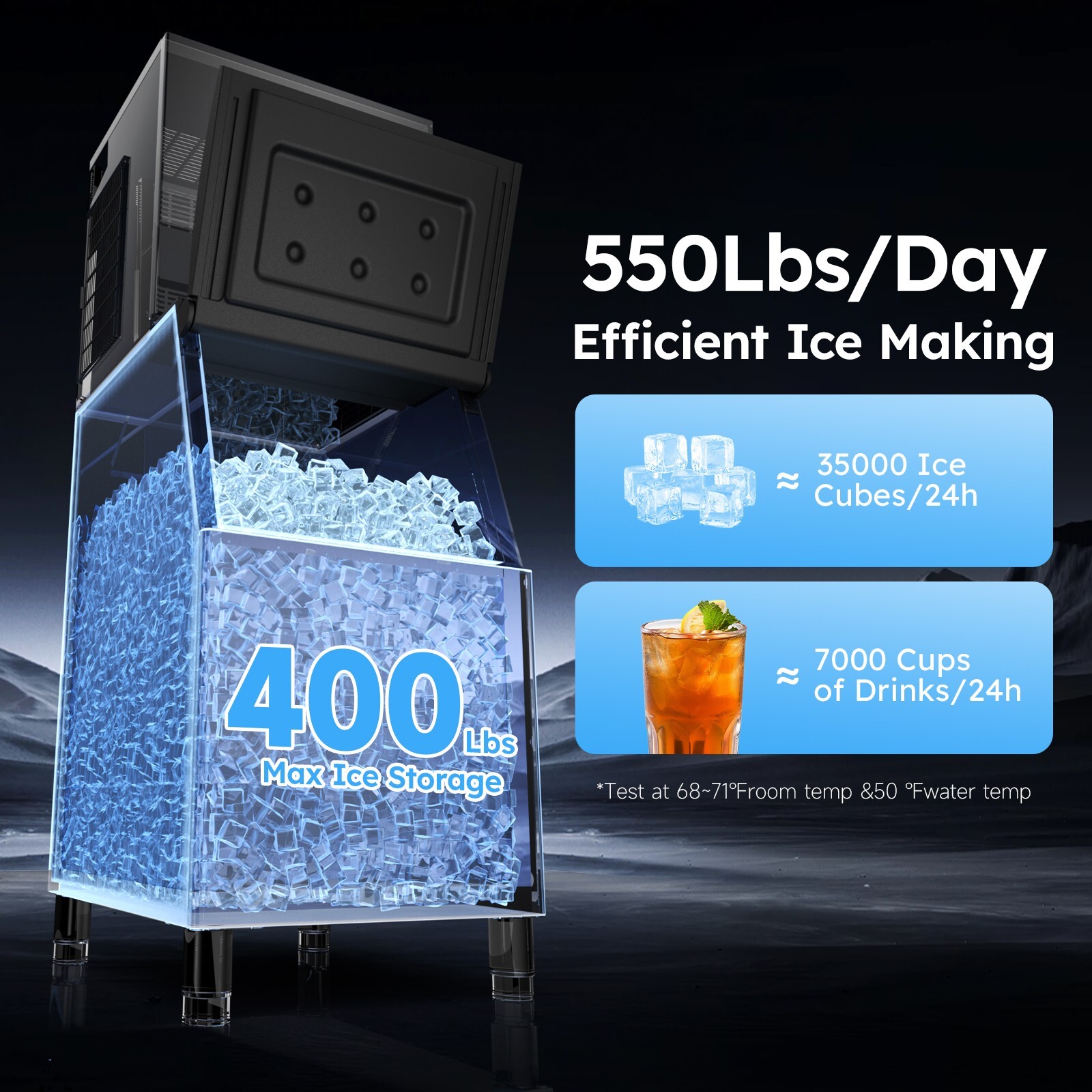 Commercial Ice Machine 156 Ice Cubes Restaurant Bar Ice Maker Automatic Cleaning