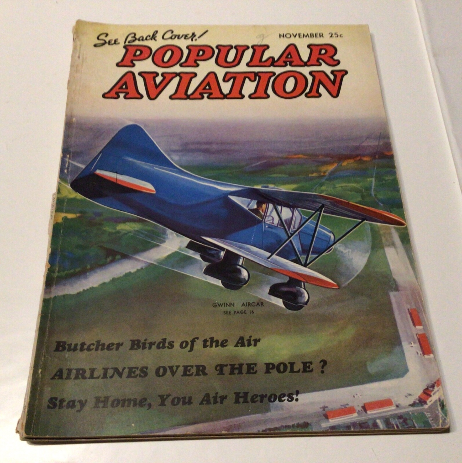 Popular Aviation Magazine Lot 1937 - 1939 Vivid Colors 8 Issues