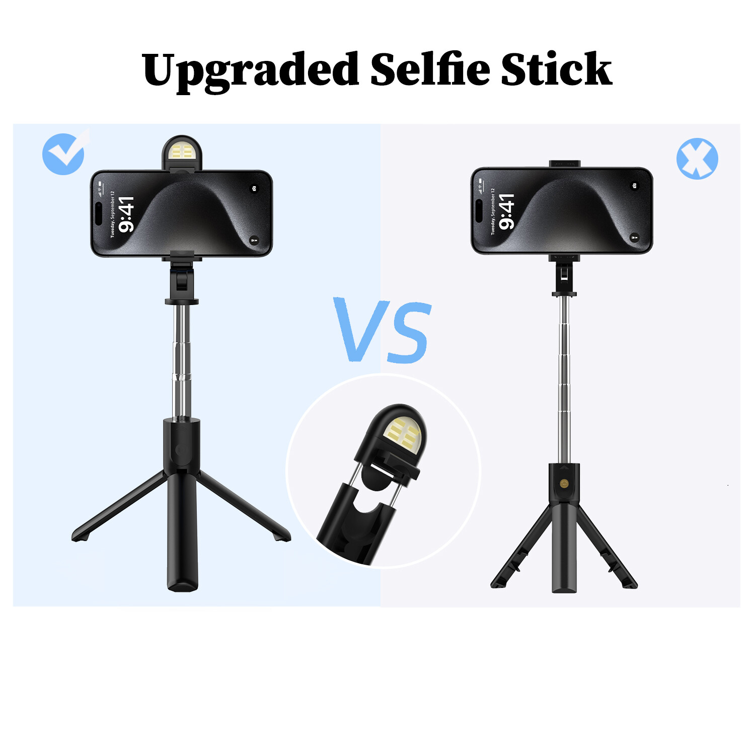 Selfie Stick Tripod Bluetooth Wireless Remote Stand For iPhone 15 Pro Max 14 13
