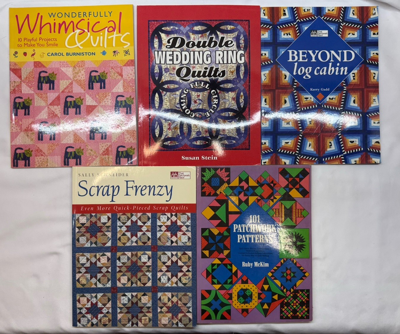 Quilting Book Lot. Double ring, Whimsical, Log cabin, Scraps And Patchwork