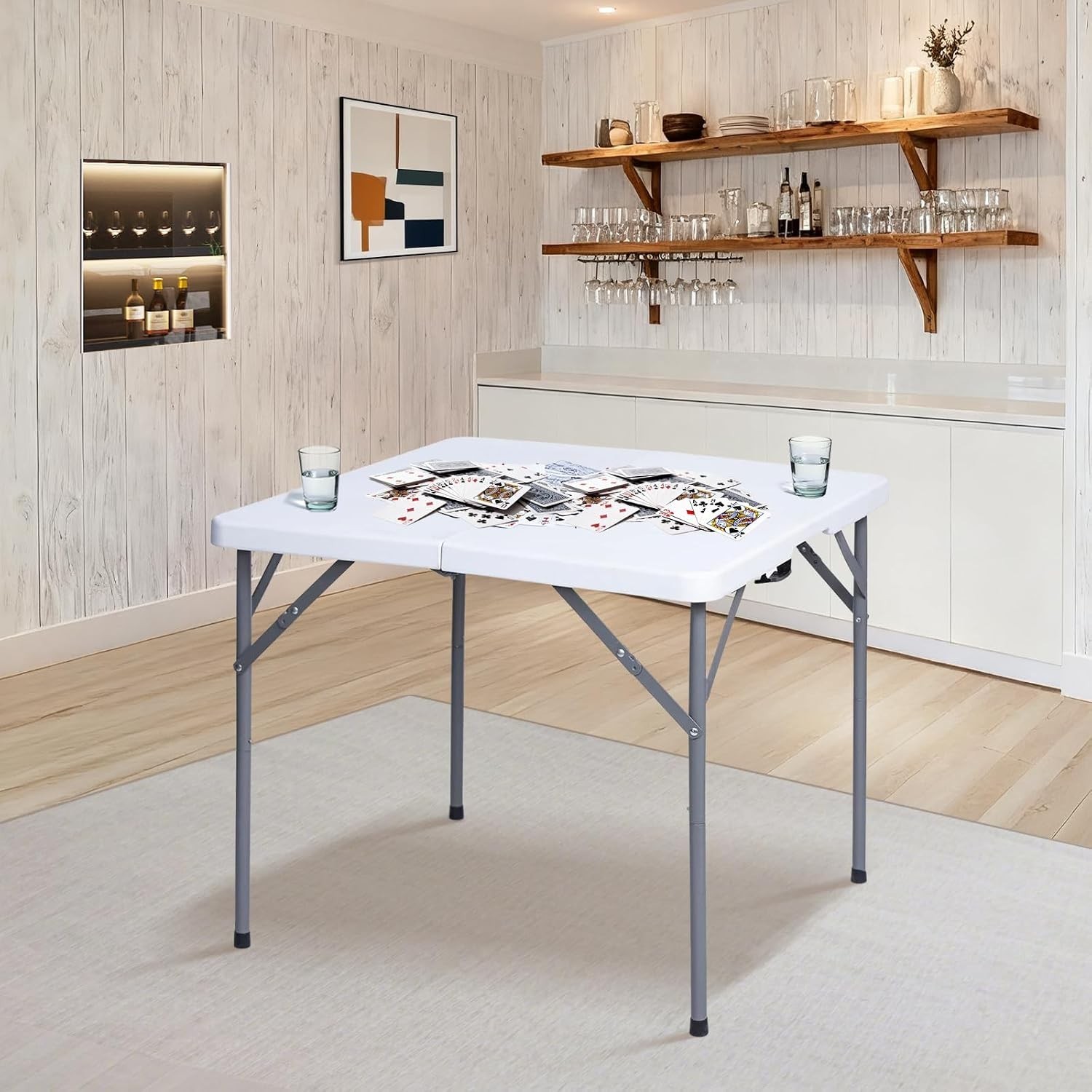 34" Square Folding Table Fold-in-Half Utility Dining Portable Table Heavy Duty
