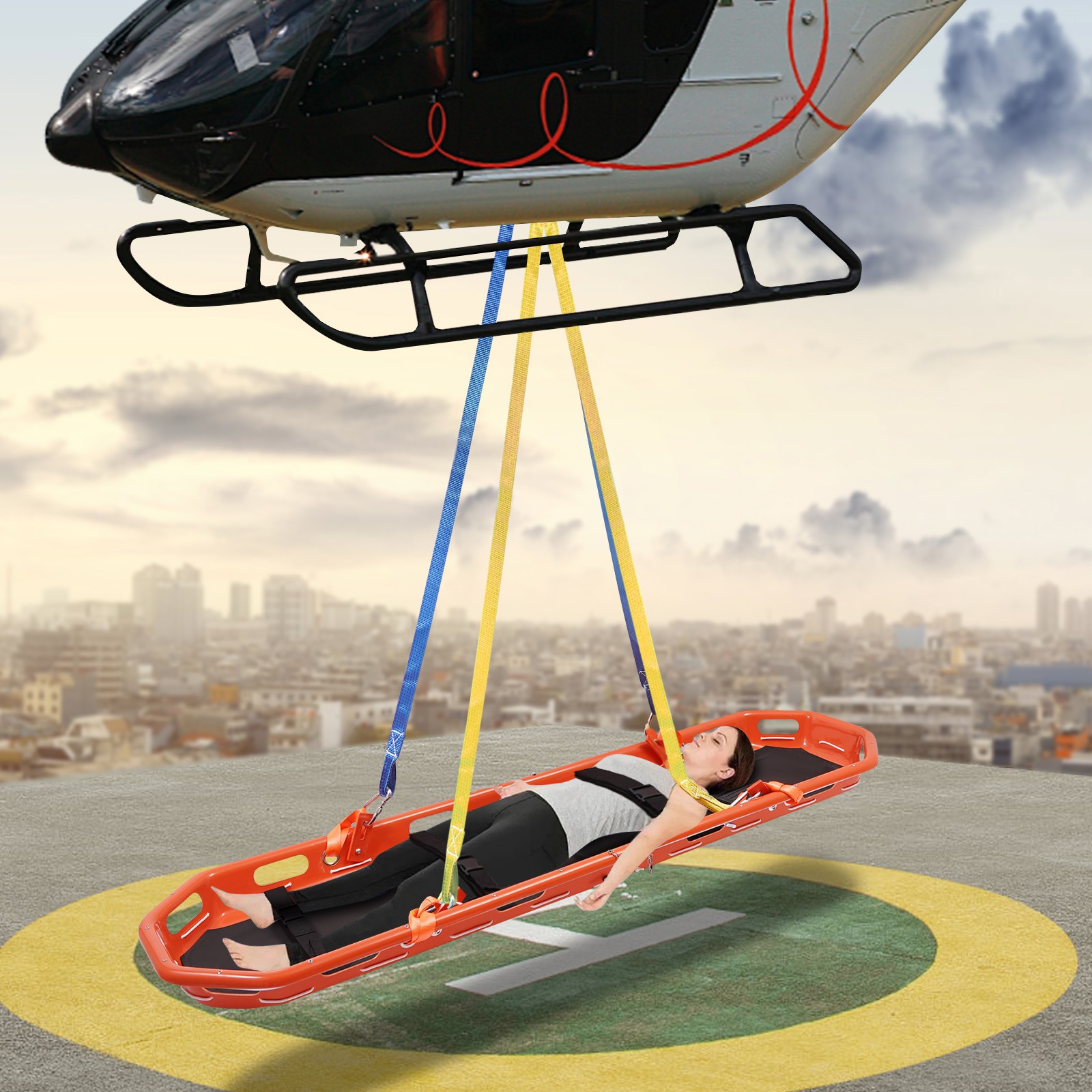 270kg/595.25lbs Rescue Basket Stretcher Basket Emergency Stretcher w/ Lift Sling