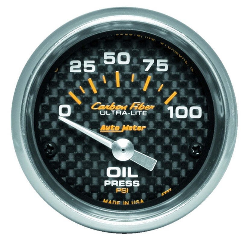 AutoMeter 4727 Carbon Fiber 52mm 100 PSI Electronic Oil Pressure Gauge