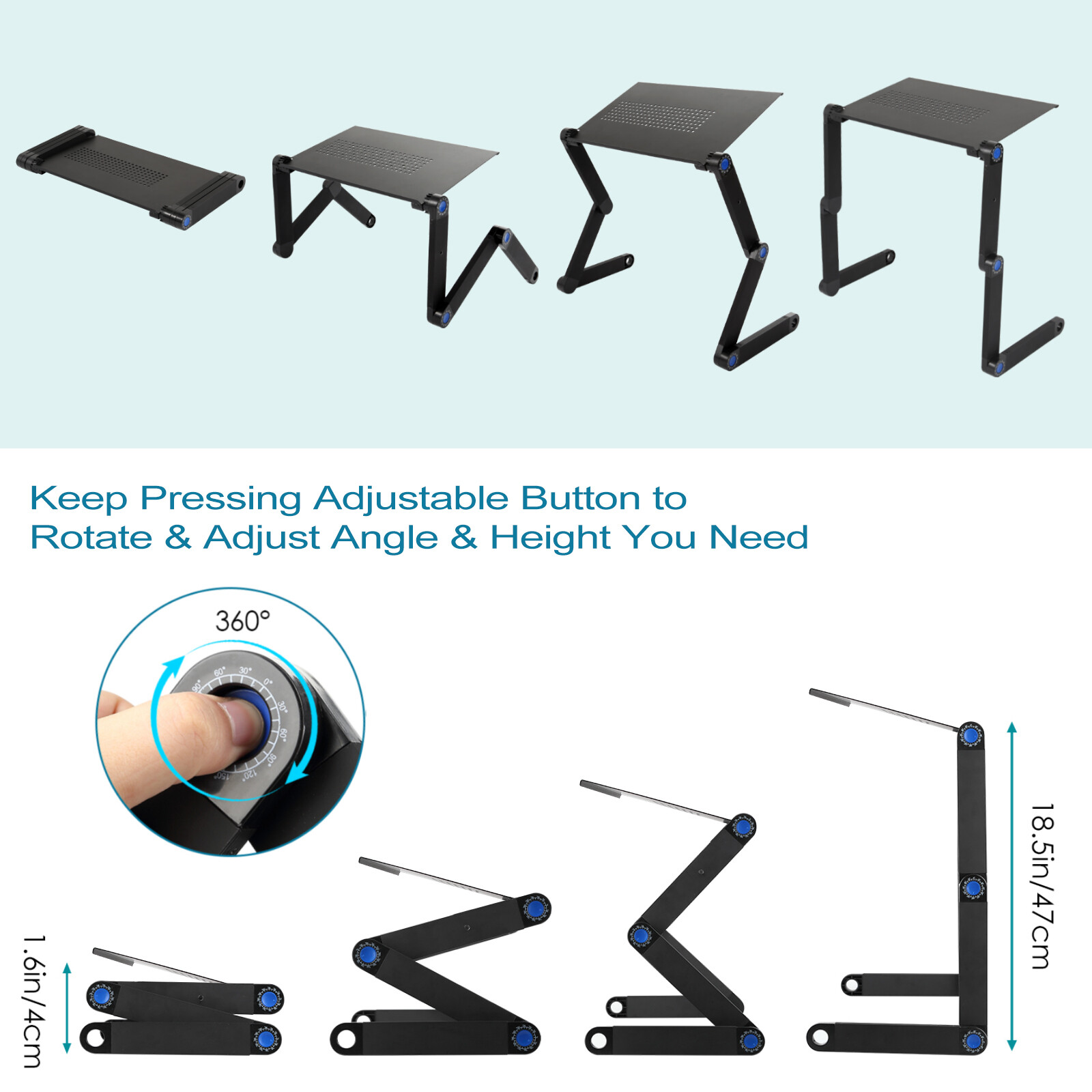 360° Adjustable Foldable Laptop Stand Table Sofa Bed Tray Notebook Computer Desk