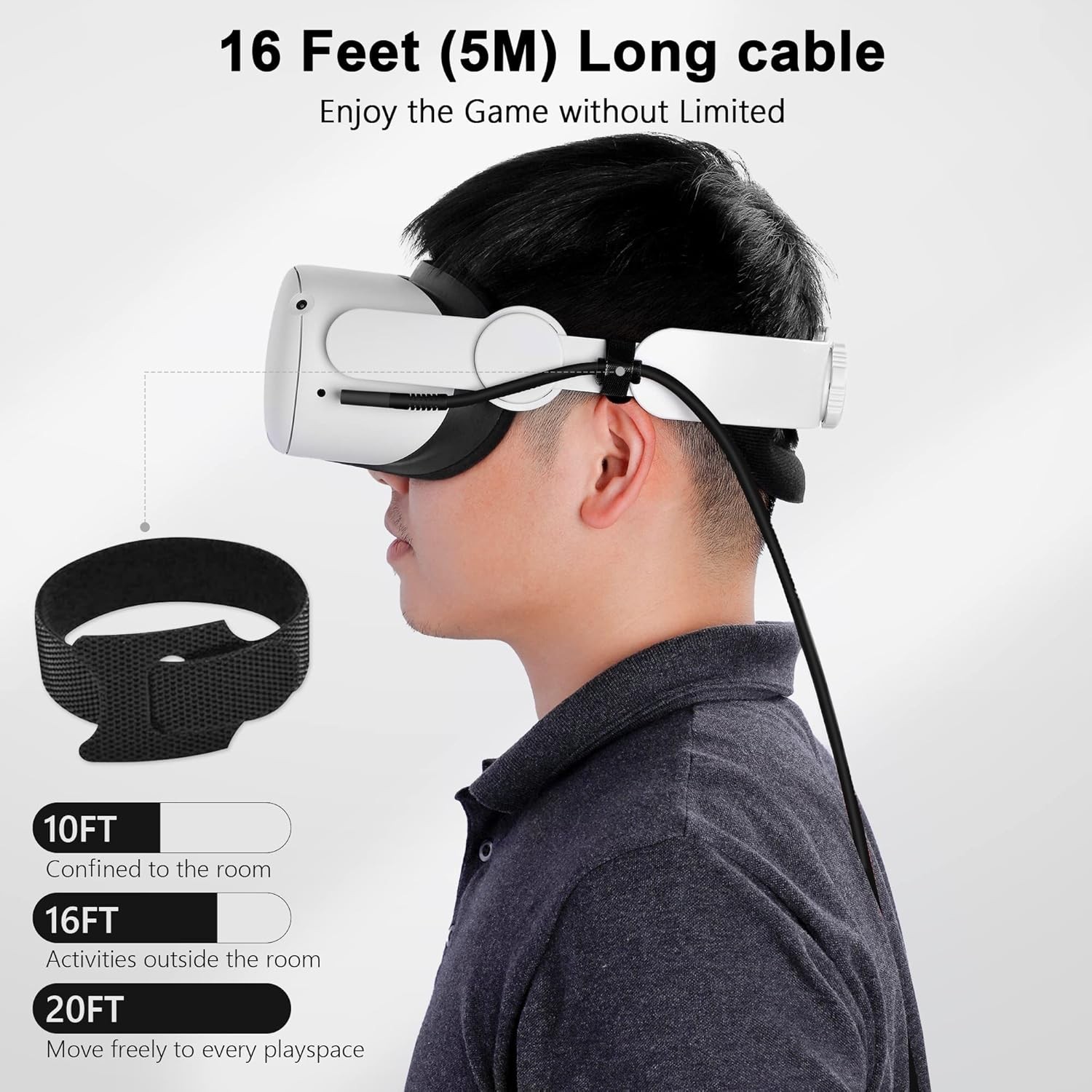 L-Shaped 16FT USB Link Cable for Seamless Quest 3/Pro VR Gaming Experience