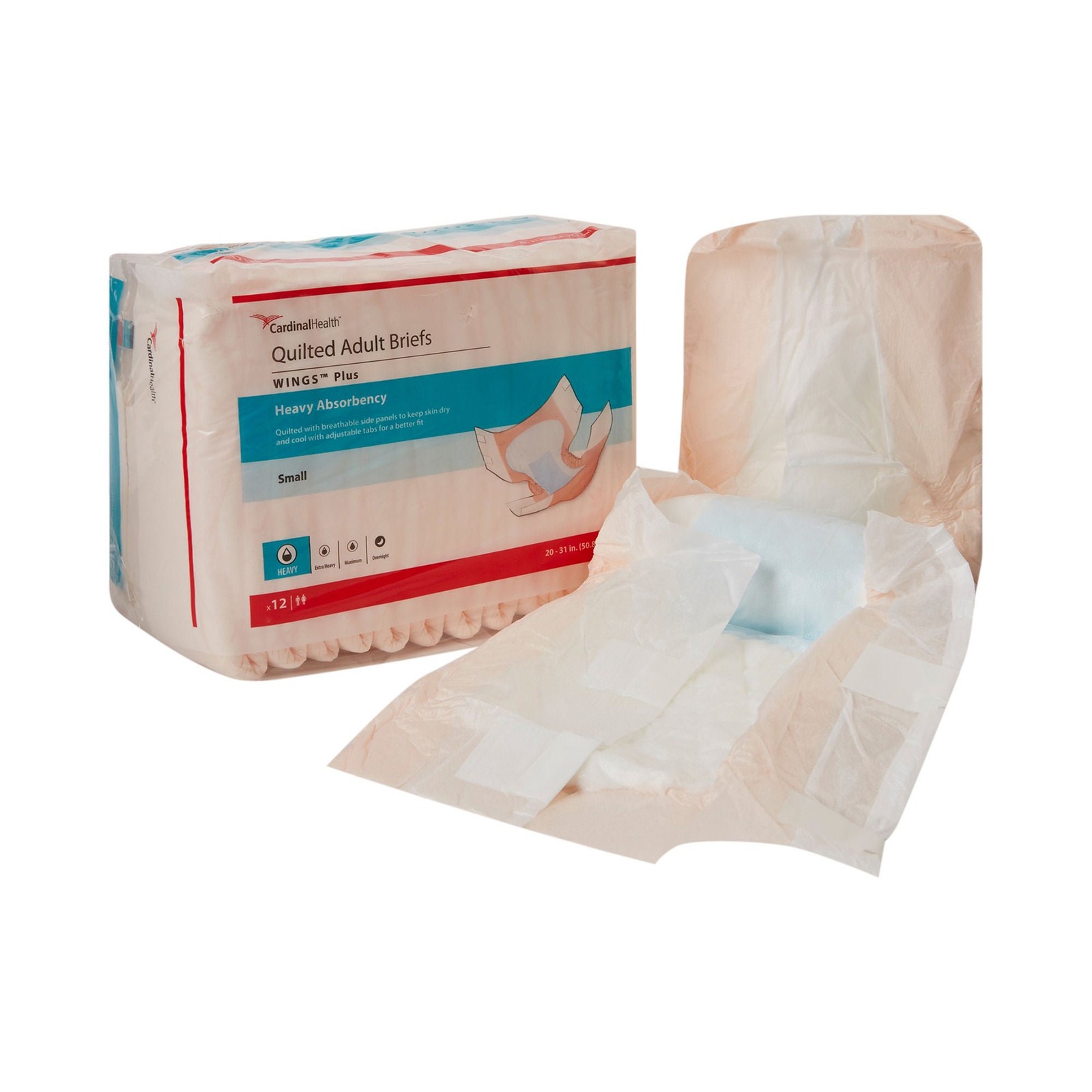 Wings Plus Quilted Incontinence Brief S Quilted 66032A 54 96 Ct