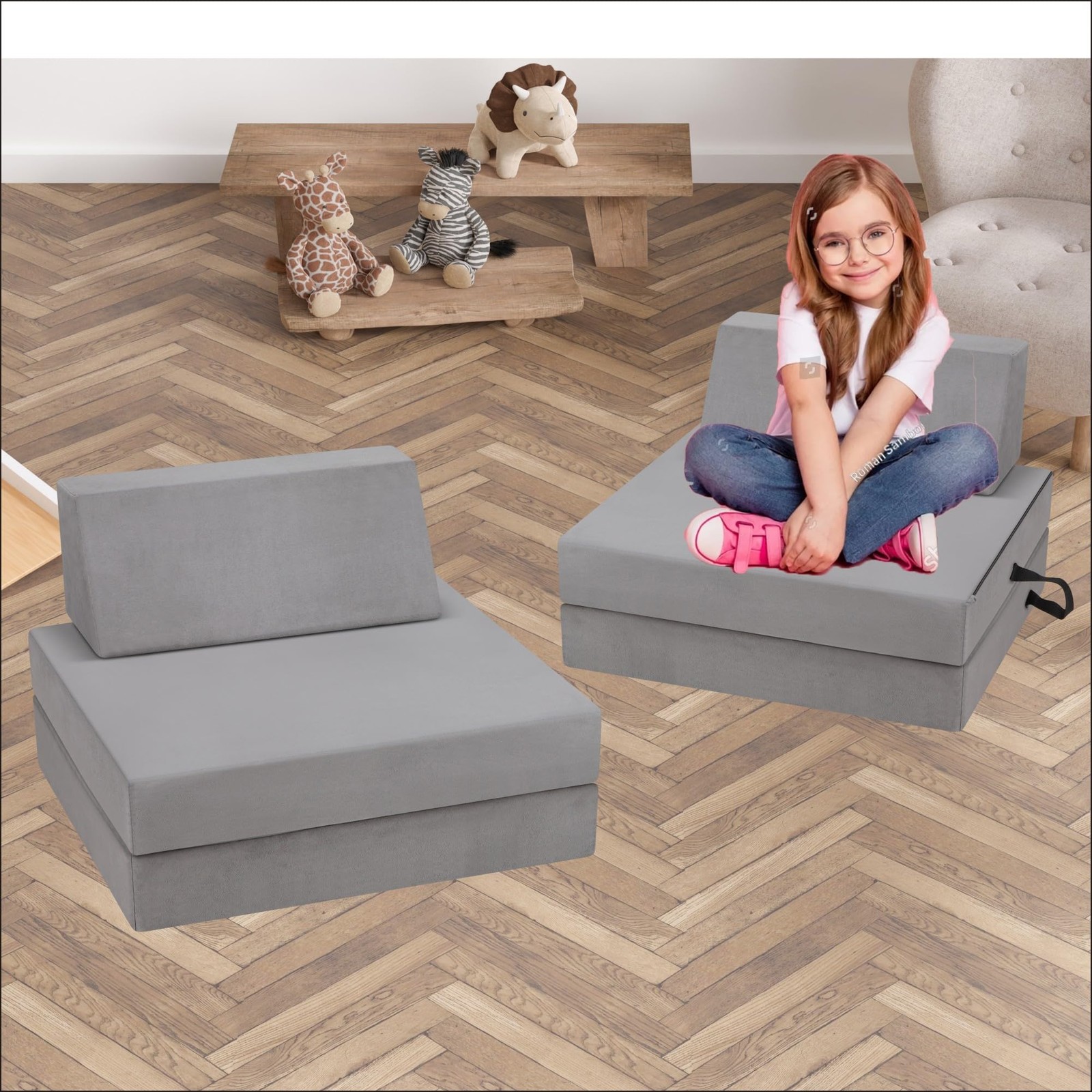 Modular Kids Play Couch, Toddler Sectional Sofa, Versatile Child Furniture fo...