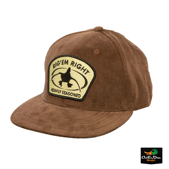 NEW RIG'EM RIGHT WATERFOWL BROWN CORDUROY HAT FLAT BILL SNAP BACK