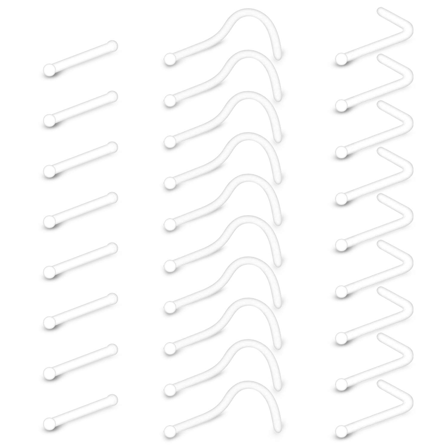 MODRSA Clear Nose Rings & Studs - Plastic Nose Piercing Retainers - 16g, 18g,...