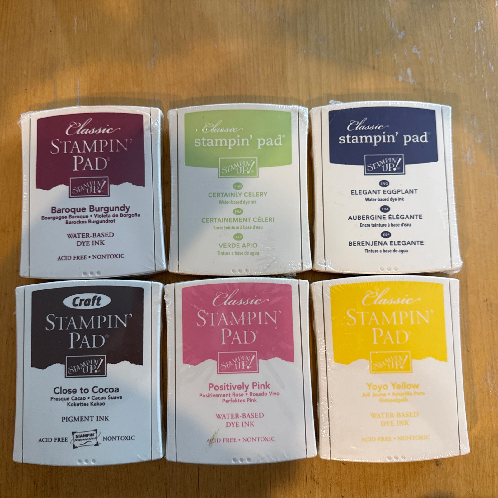 Lot of 6 Stampin' Up Classic Ink Pads Sealed Water-based/Pigment Stamp Ink NOS