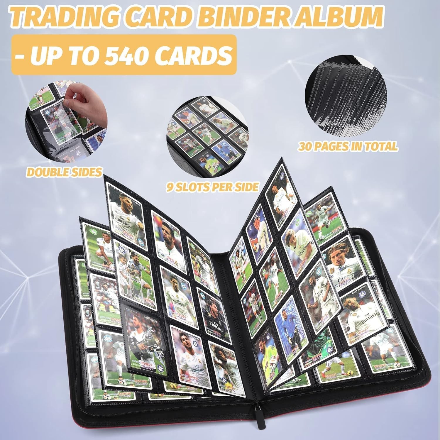 Trading Card Binder Card Collection Binder Album Folder with 540 Side Loading