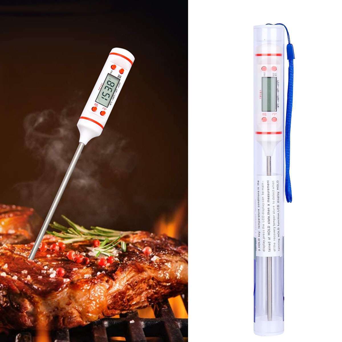 Instant Read Digital Electronic Food Meat Thermometer Kitchen BBQ Grill Cooking