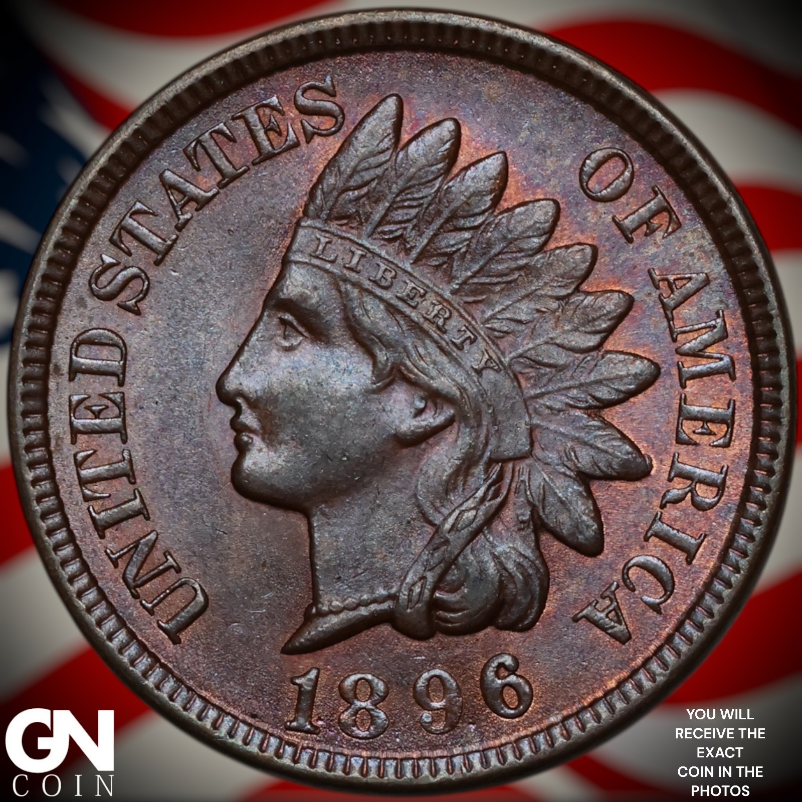 1896 COLOR Indian Head Cent Penny A0386