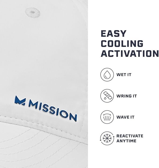 Cooling UPF Performance Hat White Unisex One Size Sweat & Water Activated NEW!