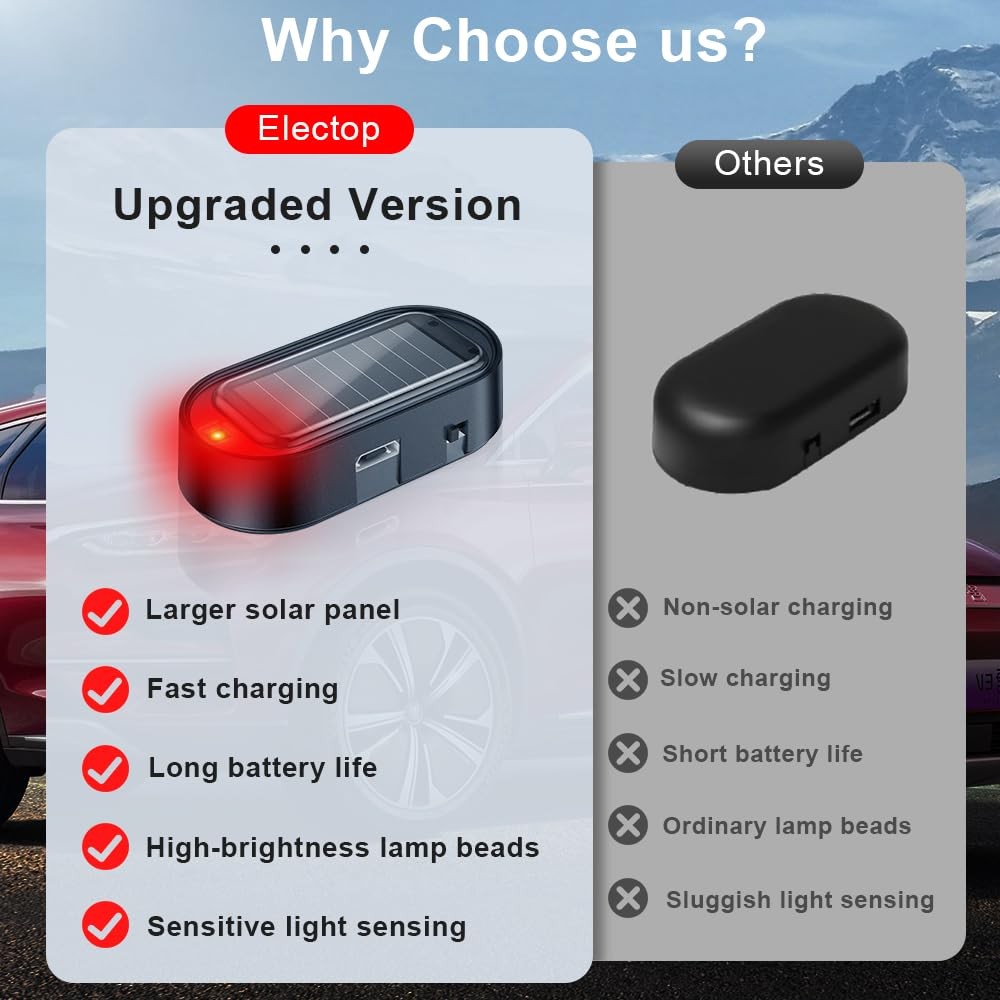 SolarPowered Dummy Car Alarm with LED Flashing Light 4PCS Security