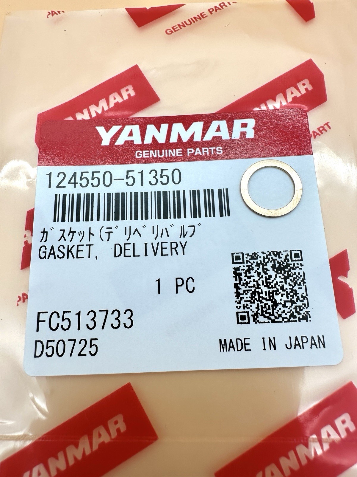 Yanmar Delivery Valve Gasket (124550-51350) Diesel Fuel Pump (Type: YPFR0707-3)