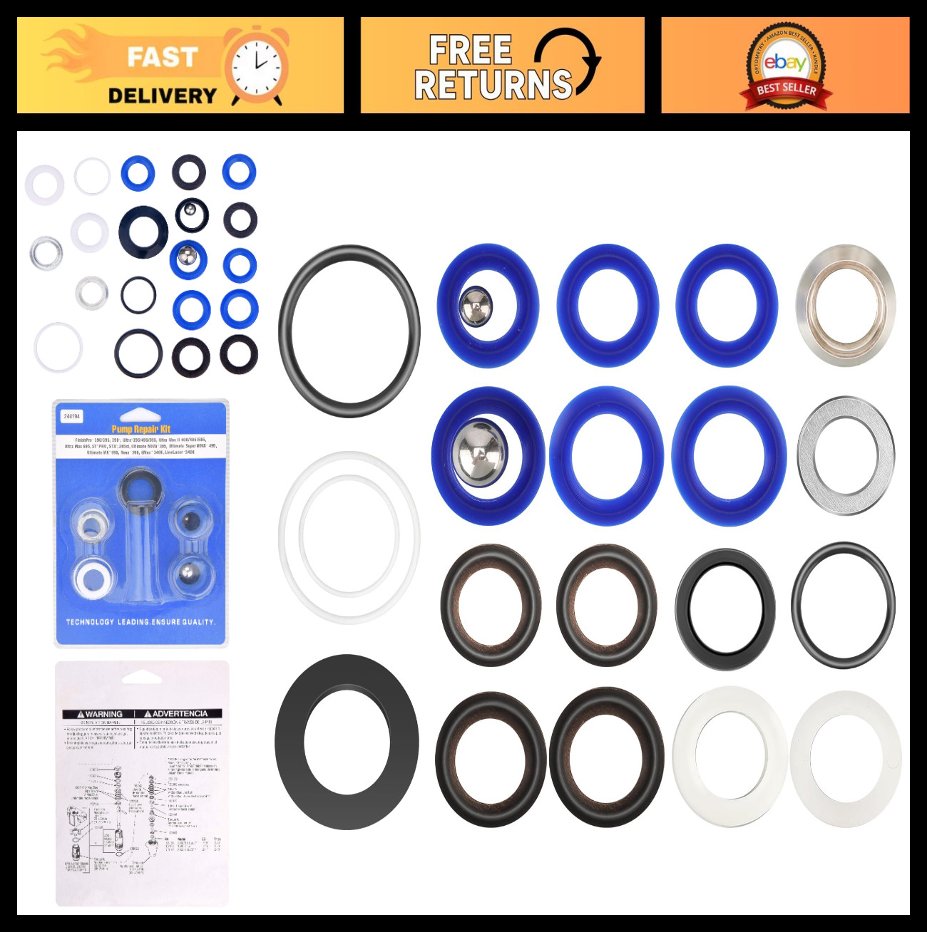 Airless Spray Pump Repair Kit for Graco Ultra Max II 390 395 490 495 595, LineLa